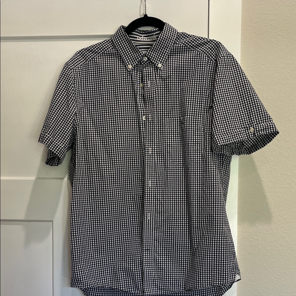 Lacoste Men’s Black and White Gingham Shirt, Modern Fit, 42 (large)